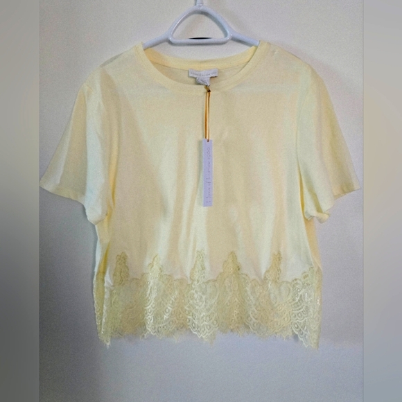 House Of Harlow 1960 Elegant Butter Ivory Cream Lace Trim Top Size L - Picture 1 of 5
